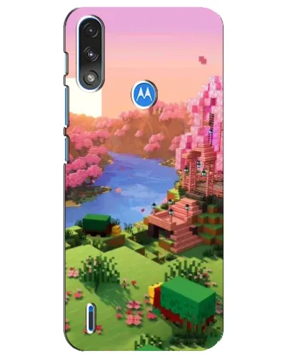 Чехол для Motorola E7 Power с картинкой «Розовое дерево Minecraft»