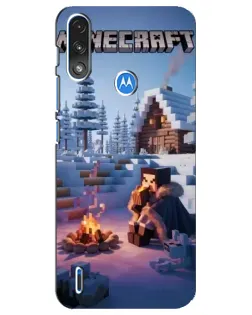 Чехол для Motorola E7 Power с картинкой «Зимний Minecraft»