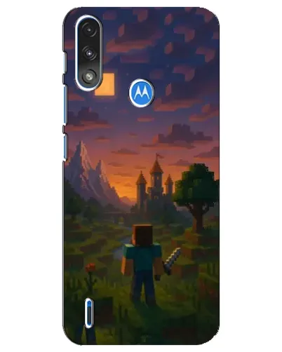 Чехол для Motorola E7 Power с картинкой «Стив у башни»