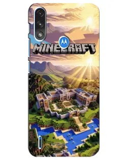 Чехол для Motorola E7 Power с картинкой «Minecraft панорама»
