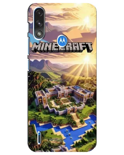 Чехол для Motorola E7 Power с картинкой «Minecraft панорама»