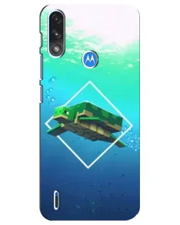Чехол для Motorola E7 Power с картинкой «Черепаха Minecraft»