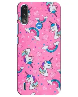 Чехол для Motorola E7 Power с картинкой «Unicorn паттерн розовый»
