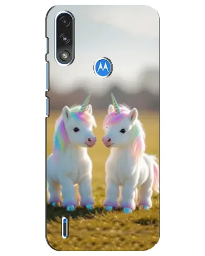 Чехол для Motorola E7 Power с картинкой «Пара единорогов»