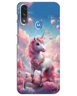 Чехол для Motorola E7 Power с картинкой «Единорог среди облаков»