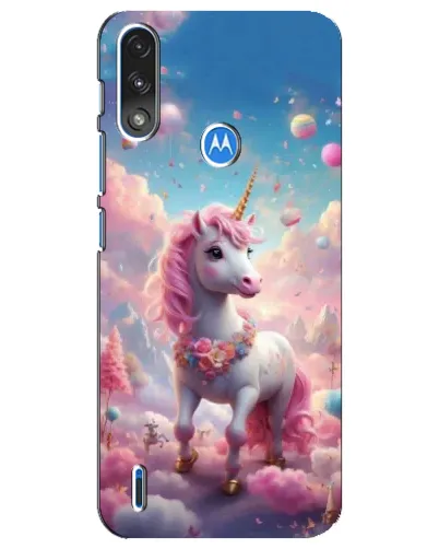 Чехол для Motorola E7 Power с картинкой «Единорог среди облаков»