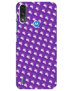 Чехол для Motorola E7 Power с картинкой «Единороги на фиолетовом»