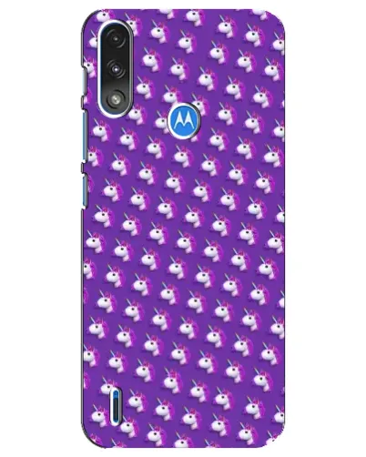 Чехол для Motorola E7 Power с картинкой «Единороги на фиолетовом»