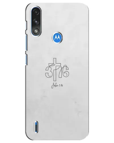 Чехол для Motorola E7 Power с картинкой «Иоанна 3:16 Крест»
