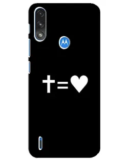 Чехол для Motorola E7 Power с картинкой «Крест и Сердце»