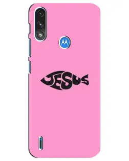 Чехол для Motorola E7 Power с картинкой «Розовый символ  Jesus»