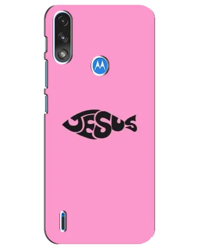 Чехол для Motorola E7 Power с картинкой «Розовый символ  Jesus»