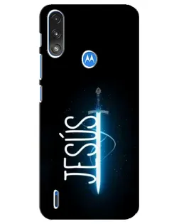 Чехол для Motorola E7 Power с картинкой «Меч Духа Jesus»
