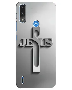 Чохол для Motorola E7 Power з картинкою «Металевий хрест Jesus»