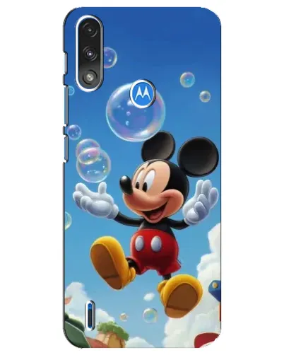 Чехол для Motorola E7 Power с картинкой «Mickey и мыльные пузыри»