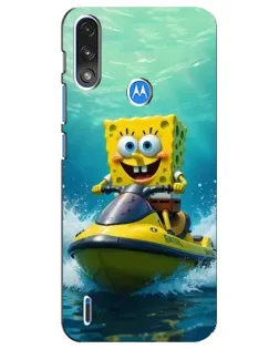 Чехол для Motorola E7 Power с картинкой «Спанч Боб на гидроцикле»