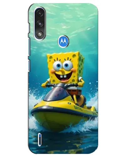 Чехол для Motorola E7 Power с картинкой «Спанч Боб на гидроцикле»