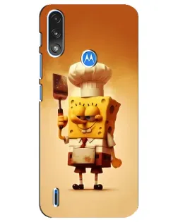 Чехол для Motorola E7 Power с картинкой «Губка Боб повар»