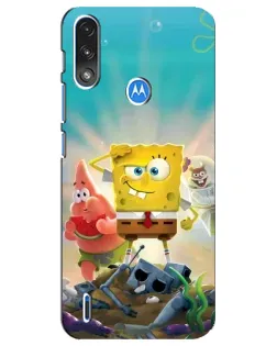 Чехол для Motorola E7 Power с картинкой «Спанч Боб победитель»
