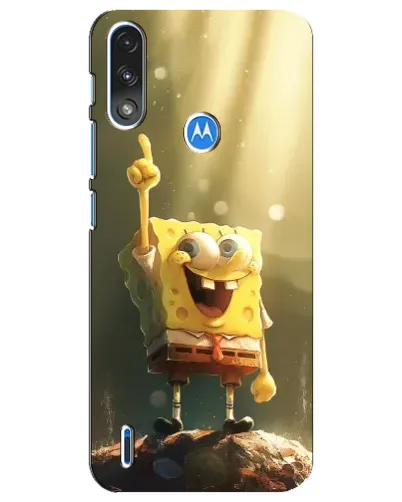 Чехол для Motorola E7 Power с картинкой «Сияющий Спанч Боб»
