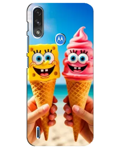 Чехол для Motorola E7 Power с картинкой «Спанч Боб мороженое»
