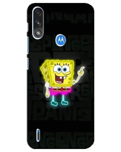 Чехол для Motorola E7 Power с картинкой «Неоновый Губка Боб»