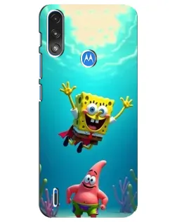 Чехол для Motorola E7 Power с картинкой «Спанч Боб под водой»