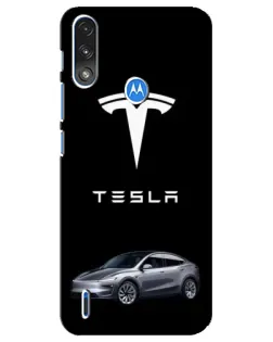 Чехол для Motorola E7 Power с картинкой «Tesla Model Y»