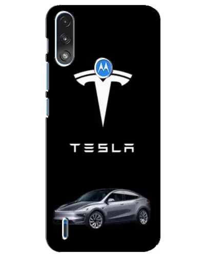 Чехол для Motorola E7 Power с картинкой «Tesla Model Y»