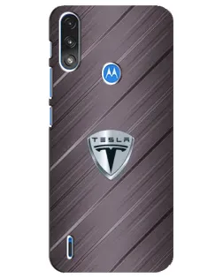 Чехол для Motorola E7 Power с картинкой «Металлическая текстура Tesla»