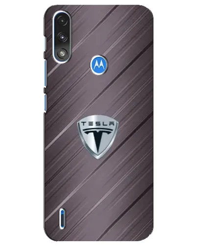 Чехол для Motorola E7 Power с картинкой «Металлическая текстура Tesla»