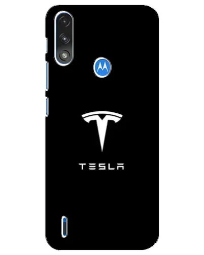 Чехол для Motorola E7 Power с картинкой «Tesla White Logo»