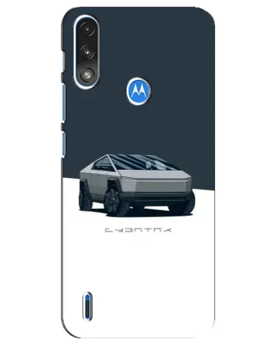 Чехол для Motorola E7 Power с картинкой «Серебристый Cybertruck Tesla»