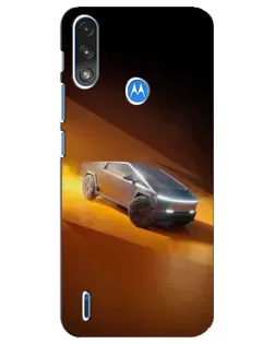 Чехол для Motorola E7 Power с картинкой «Cybertruck в пустыне»