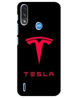 Чехол для Motorola E7 Power с картинкой «Tesla Red Logo»
