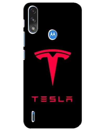 Чехол для Motorola E7 Power с картинкой «Tesla Red Logo»