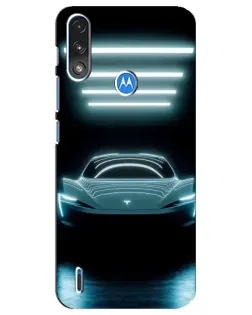Чехол для Motorola E7 Power с картинкой «Tesla в неоне»