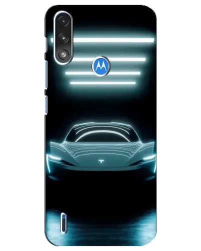Чехол для Motorola E7 Power с картинкой «Tesla в неоне»