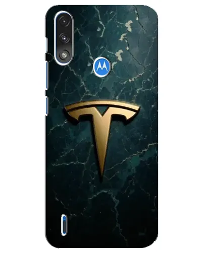 Чехол для Motorola E7 Power с картинкой «Мраморная Tesla Gold»
