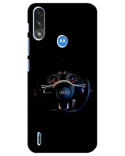 Чехол для Motorola E7 Power с картинкой «Салон Audi — руль»
