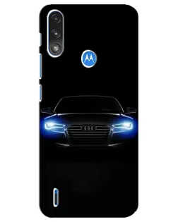 Чехол для Motorola E7 Power с картинкой «Audi в неоне»
