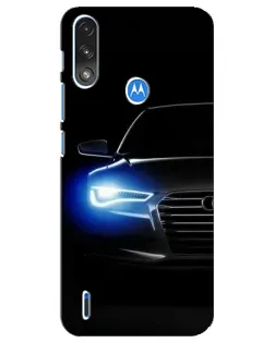 Чехол для Motorola E7 Power с картинкой «Неоновый взгляд Audi»