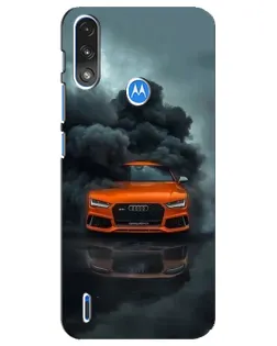 Чехол для Motorola E7 Power с картинкой «Audi в облаках дыма»