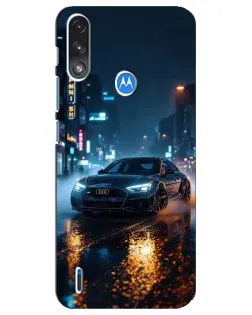 Чехол для Motorola E7 Power с картинкой «Ночной город и Audi»