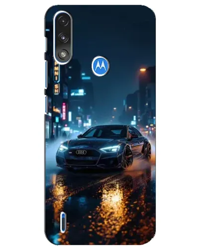 Чехол для Motorola E7 Power с картинкой «Ночной город и Audi»