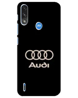 Чехол для Motorola E7 Power с картинкой «Audi — золотой логотип»