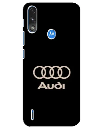 Чехол для Motorola E7 Power с картинкой «Audi — золотой логотип»