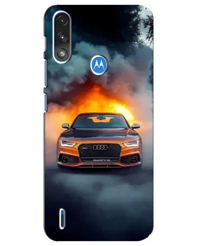 Чехол для Motorola E7 Power с картинкой «Audi в огненном дыму»
