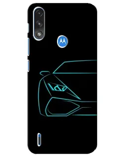 Чохол для Motorola E7 Power з картинкою «Блакитний силует Lamborghini»