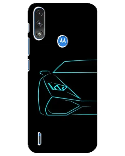Чохол для Motorola E7 Power з картинкою «Блакитний силует Lamborghini»
